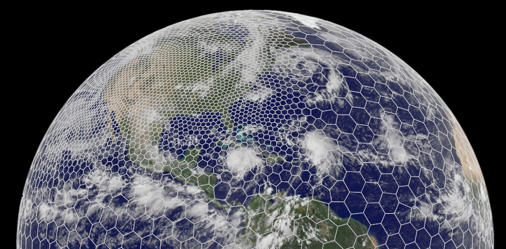 MPAS variable-resolution hexagonal mesh over Earth